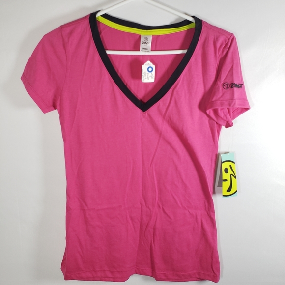 Zumba Fitness Pink V Neck T Shirt Size Small - Picture 4 of 4